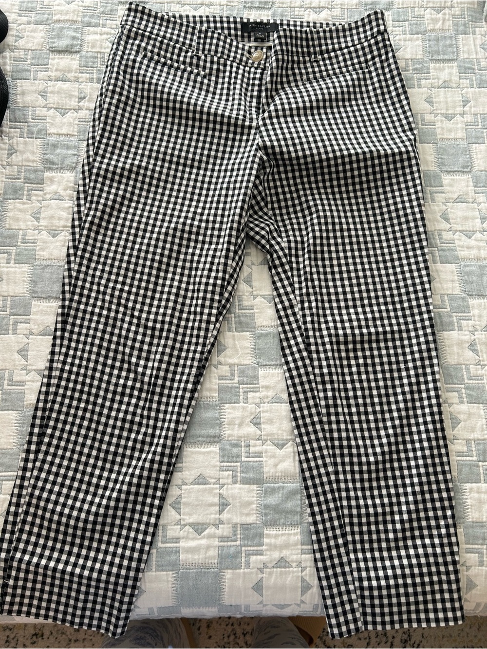 Black and White Gingham Stretch Cigarette Pants